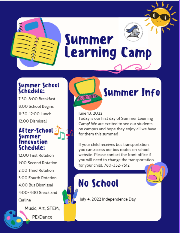 Summer Learning Camp Info
