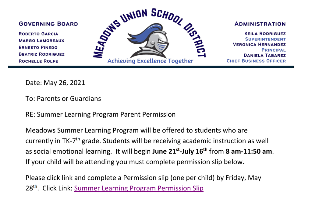 Summer learning program